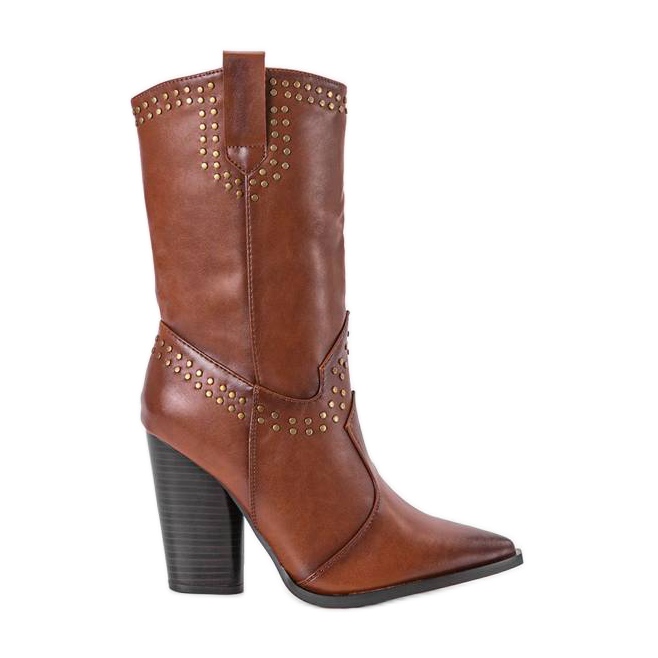 Bruna cowboystövlar med en dekorerad Bora -övre