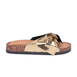 Glänsande gyllene Cher -tofflor