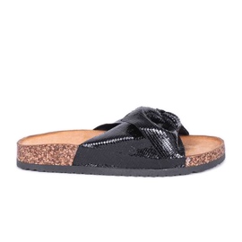 Glänsande svarta Cher -tofflor