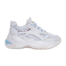 Vita sneakers med en tjock sula från Big Fun blå