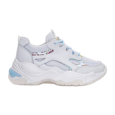 Vita sneakers med en tjock sula från Big Fun blå