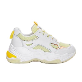 Vita sneakers med en tjock sula från Big Fun gul