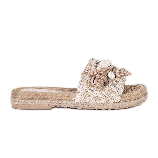 Cream Sea-flip-flops med skal beige