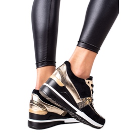 VINCEZA svart och guld sneakers gyllene