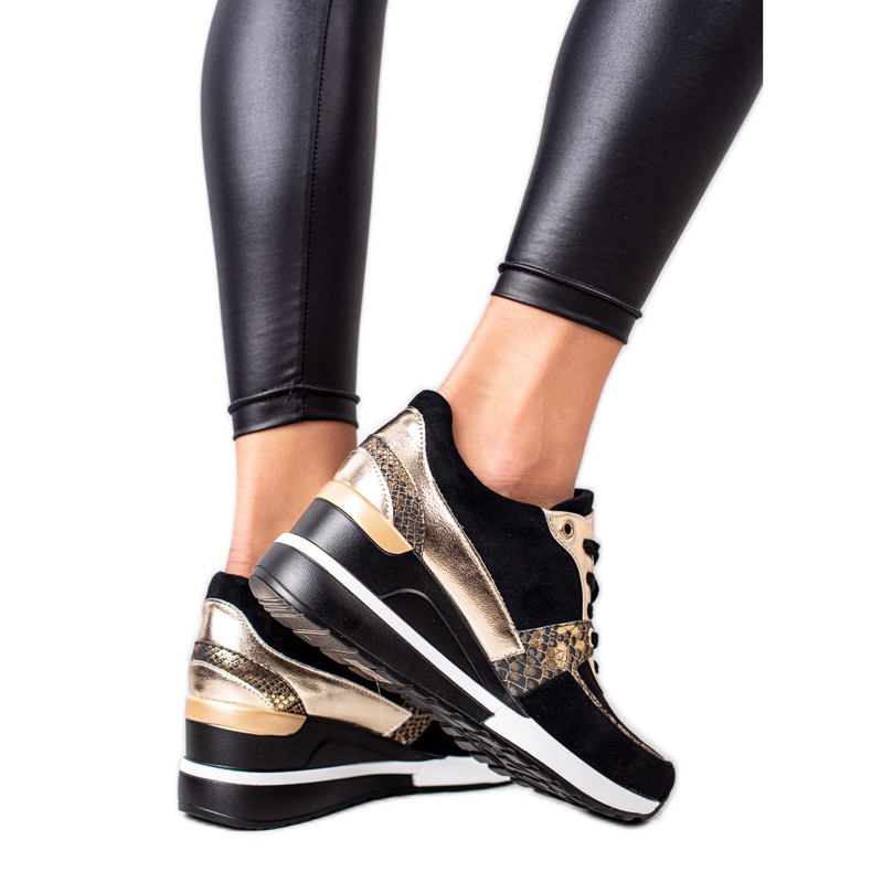 VINCEZA svart och guld sneakers gyllene