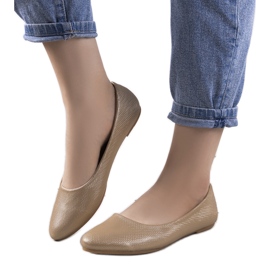 Julie beige blanka ballerinor för kvinnor gyllene