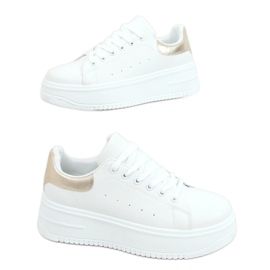 Vita damskor T0YD8240-5 VIT / GULD gyllene