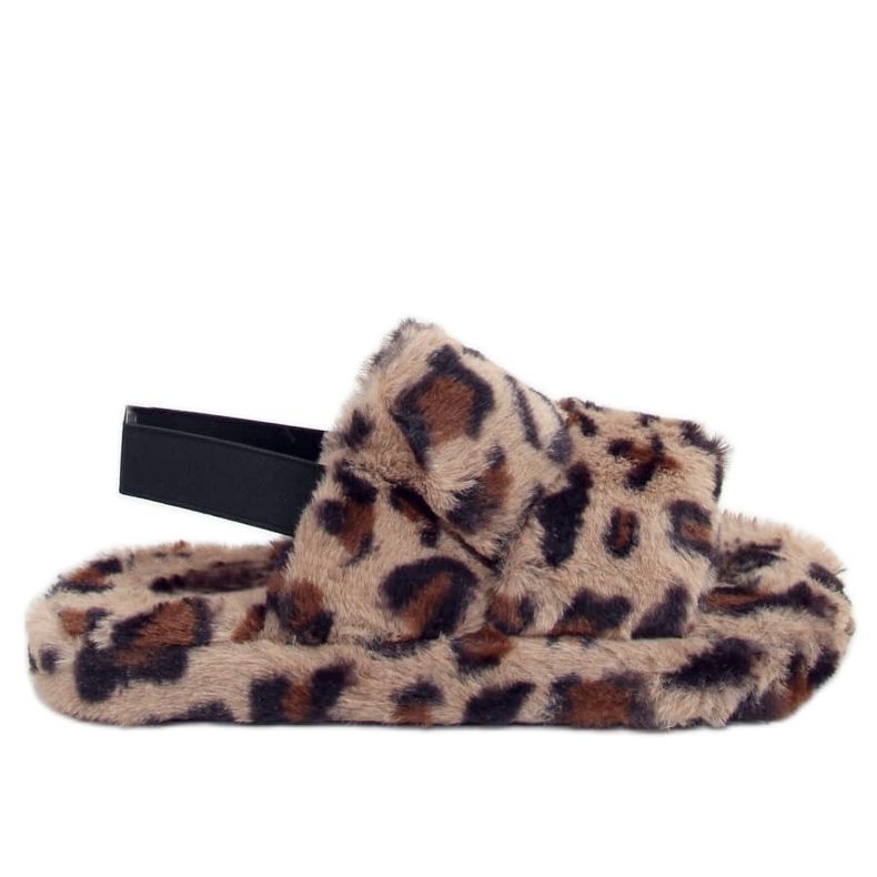 Dampäls tofflor med fläckar N-92 Leopard beige brun