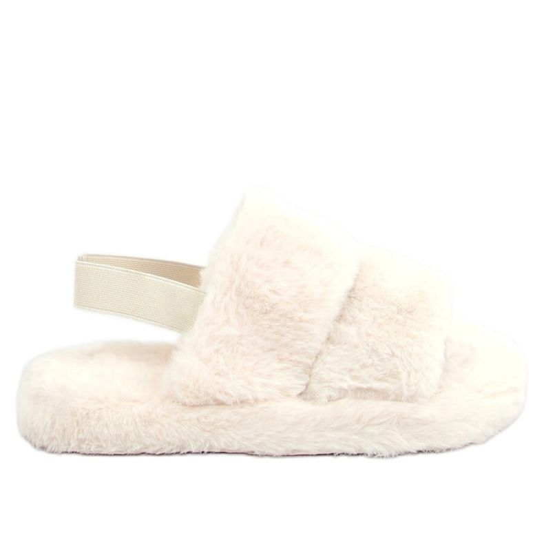 Tofflor i gräddpäls N-92 Beige ecru