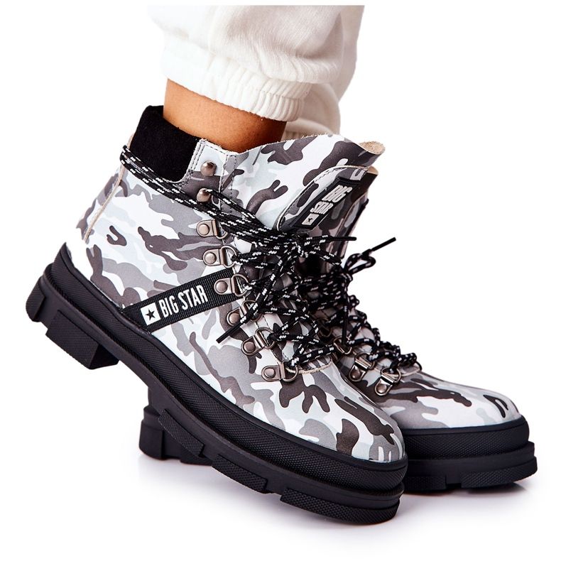 Leather Trappers Boots Big Star II274368 Moro Black vit