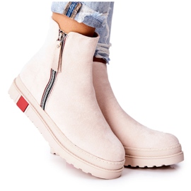 PS1 Suede Booties Jodhpur -stövlar på Beige Nessa -plattformen