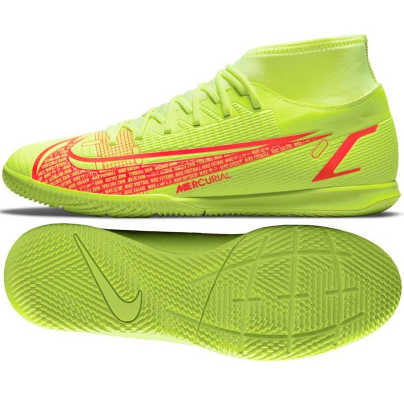 Nike Mercurial Superfly 8 Club Ic M CV0954 760 fotbollsskor grön gul gula färger