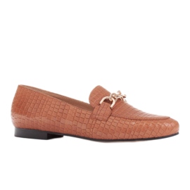 Marco Shoes Ballerinor med guldkedja brun