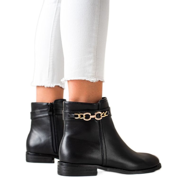 Goodin Stövlar med en guldkedja svart