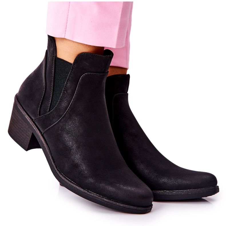 Svarta stövlar på högklackat Sergio Leone BT620