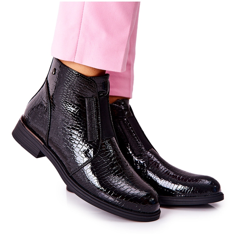 Lackerade stövlar på högklackat Sergio Leone BT400 svart