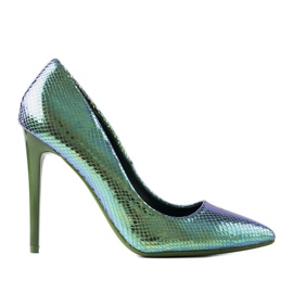 Audreys blå iriserande klackar