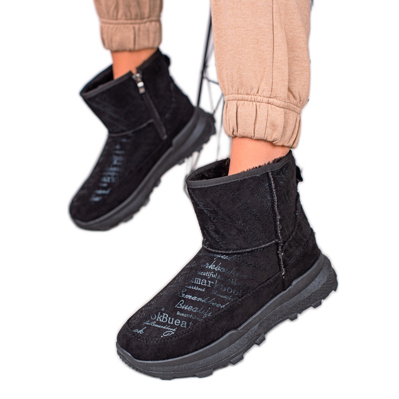 TRENDI Varm Mukluki på plattformen svart