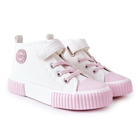 Barnhöga sneakers med kardborreband Big Star II374014 Vit rosa