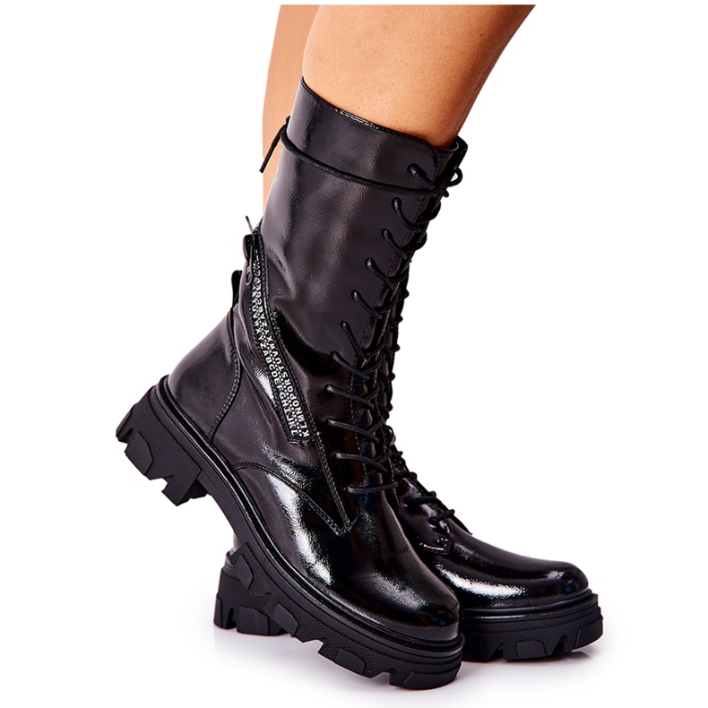 Stövlar lackerade Sergio Leone TR747 svarta stövlar