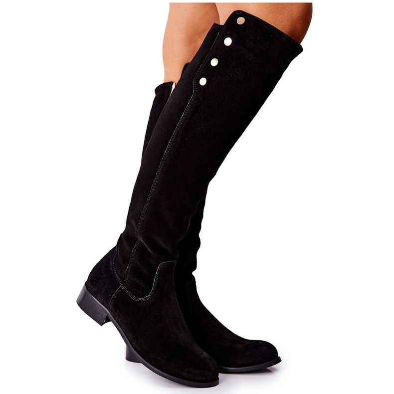 Lewski Shoes Läderstövlar i mocka Lewski 2840 Svart