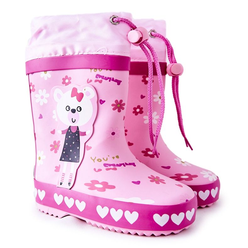 Barnens rosa gummi galosherar Zinstinas björn