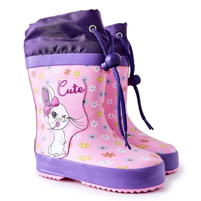 Barnens rosa gummi galoscherar Hekamna kanin