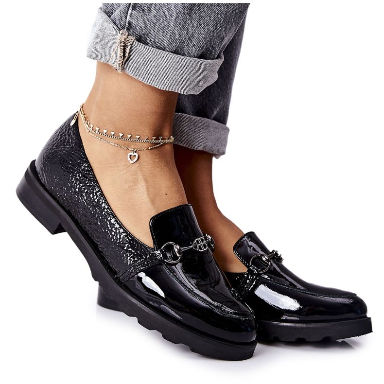 Läderskor Nicole Lacquered Black 2667 svart