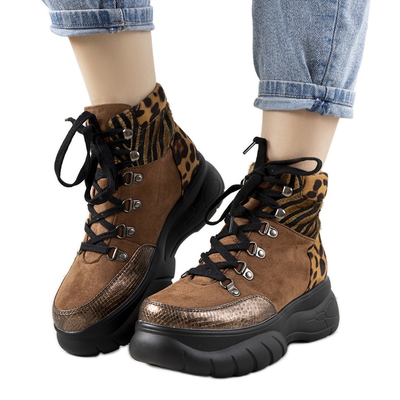 Brun vinter sneakers med Cesaria djur tema