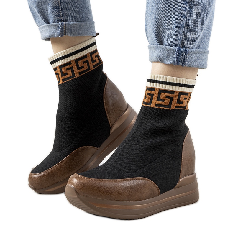 Wanda brown wedge sneakers brun svart