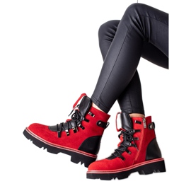 Röda Artiker stövlar i läder