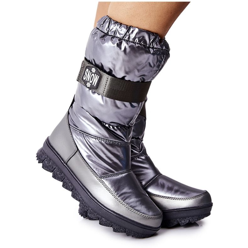 S.Barski Kvinnors höga varma snöskor Grå Eunousa silver-