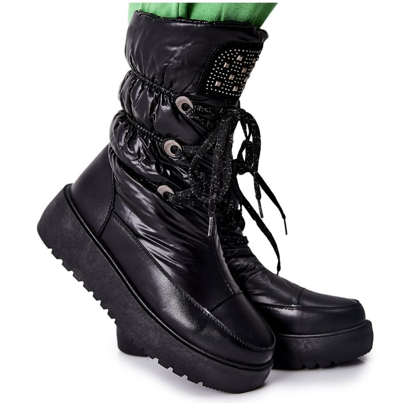 S.Barski Kvinnors svarta varma snöskor Chardonnay