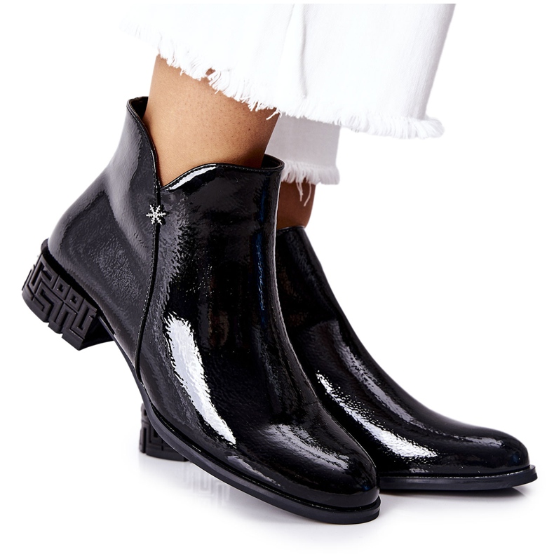 Plattlackerade varma stövlar Sergio Leone BT540 Svart