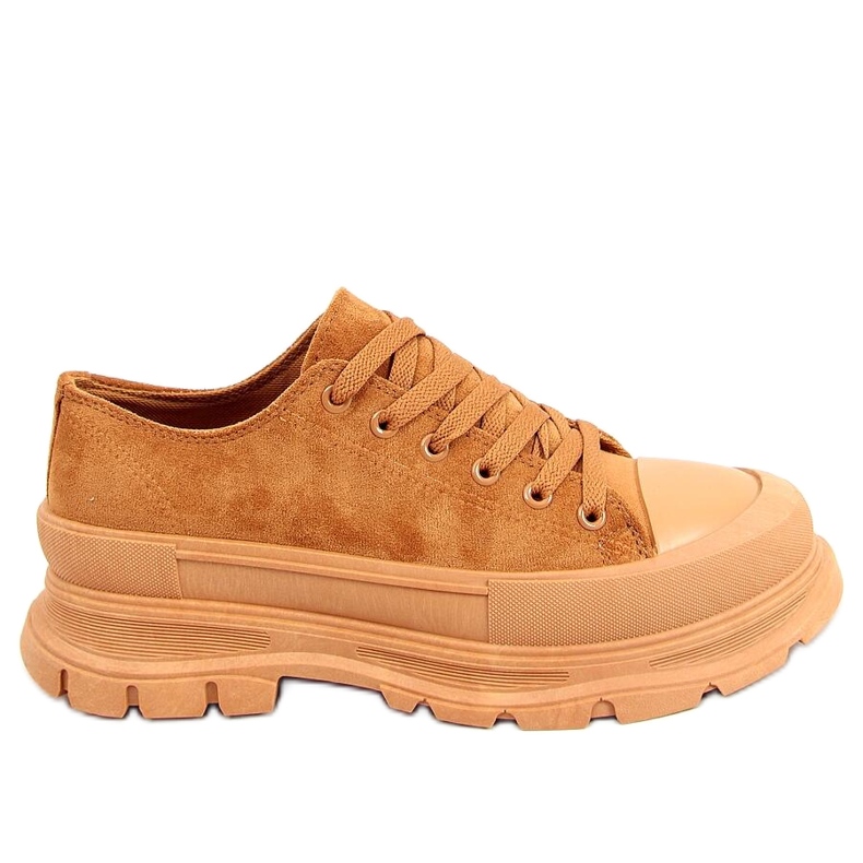 Lily Camel sneakers med hög sula brun