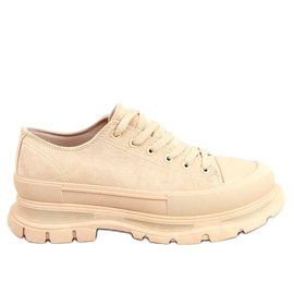 Lily Beige sneakers med hög sula