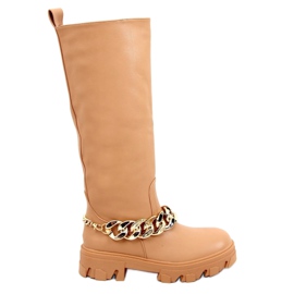July Camel stövlar med kedja brun
