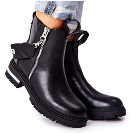 PS1 Svarta Cortona stövlar i läder med dragkedja