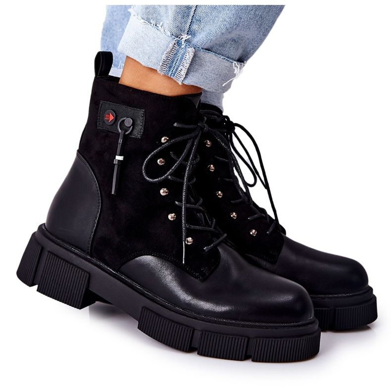 POTOCKI Läderstövlar Arbetare bundna svarta på ditt sätt!