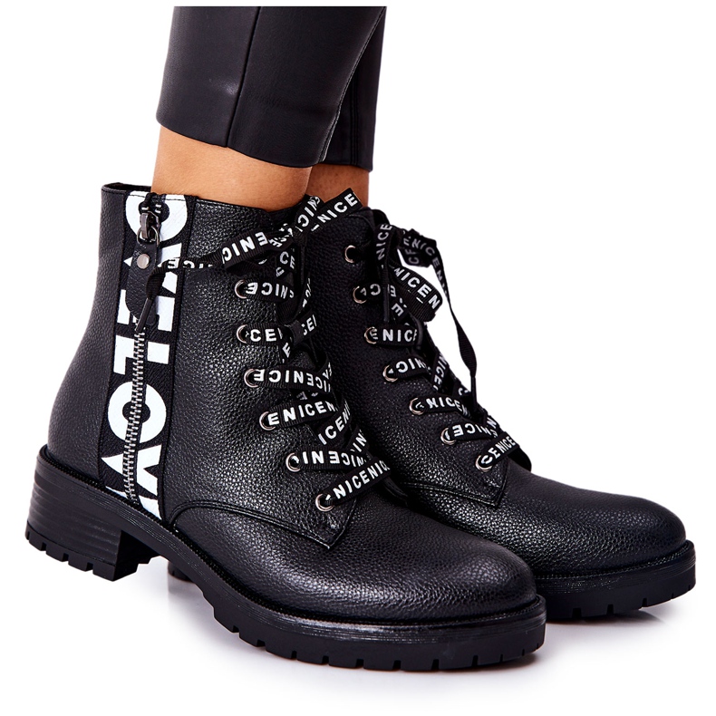 POTOCKI Läderstövlar Arbetare På Svart Henri Dragkedja