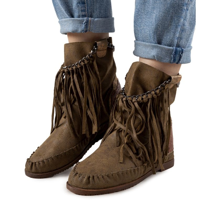 Gröna damstövlar i stil med boho Maral