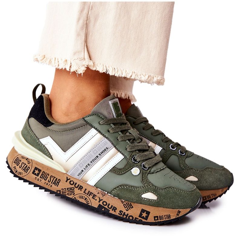 Kvinnors sportskor Big Star II274299 Khaki kaki grön