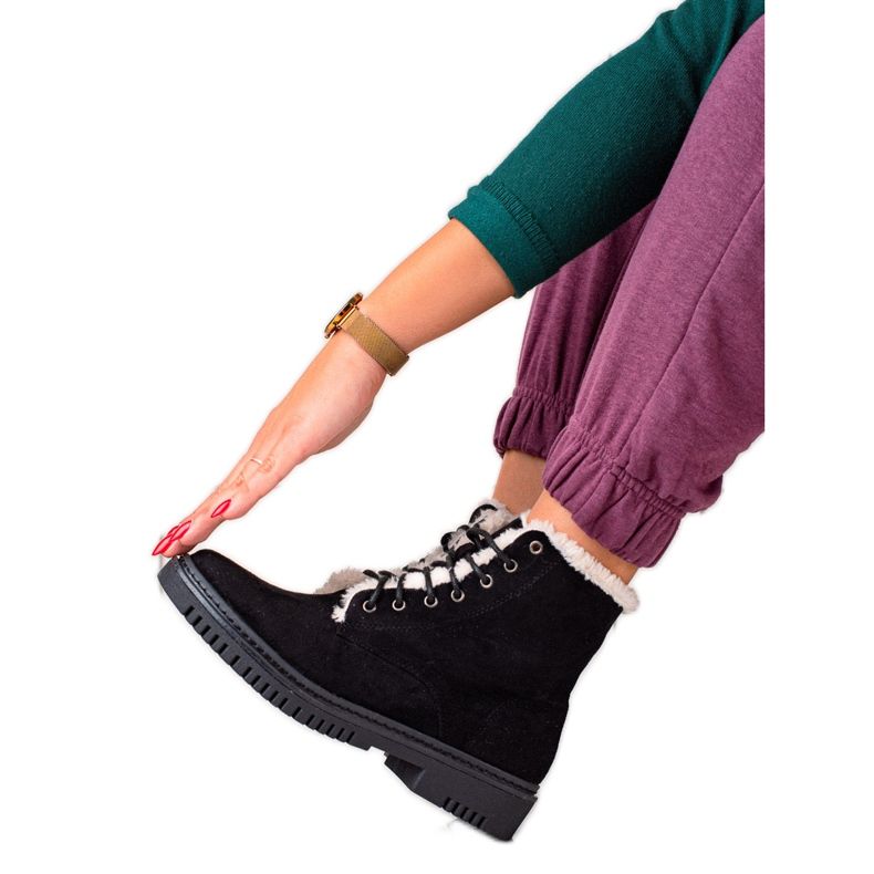 TRENDI Stövlar Fångare Med Päls På Övre svart