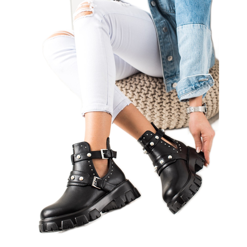 Bestelle Svarta arbetare med utklipp och strass