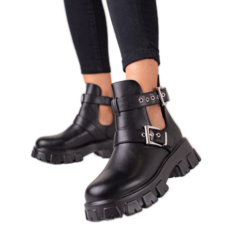 Bestelle Arbetare Med Snitt Och Spännen svart