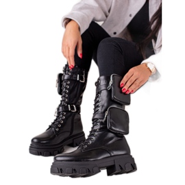 Bestelle Höga stövlar med fickor svart