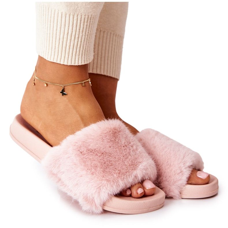 PH1 Gummiformade tofflor med rosa Emmiepäls