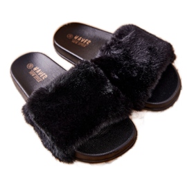 PH1 Formade gummi tofflor med svart Emmie päls