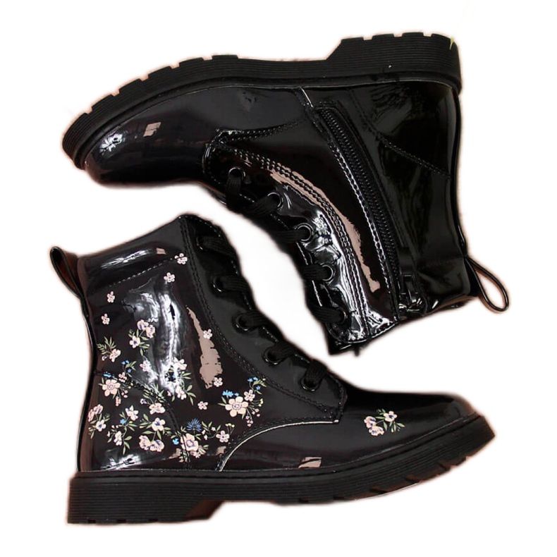 Svarta stövlar tjejer isolerade Jr EVE326 vit