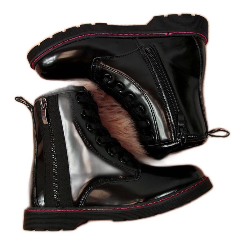 Isolerade lackerade stövlar Jr EVE327A svart vit